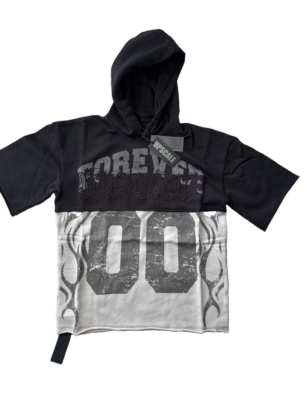Upscale Big Boys' 2Fer Short Sleeve Hoodie Black Gray